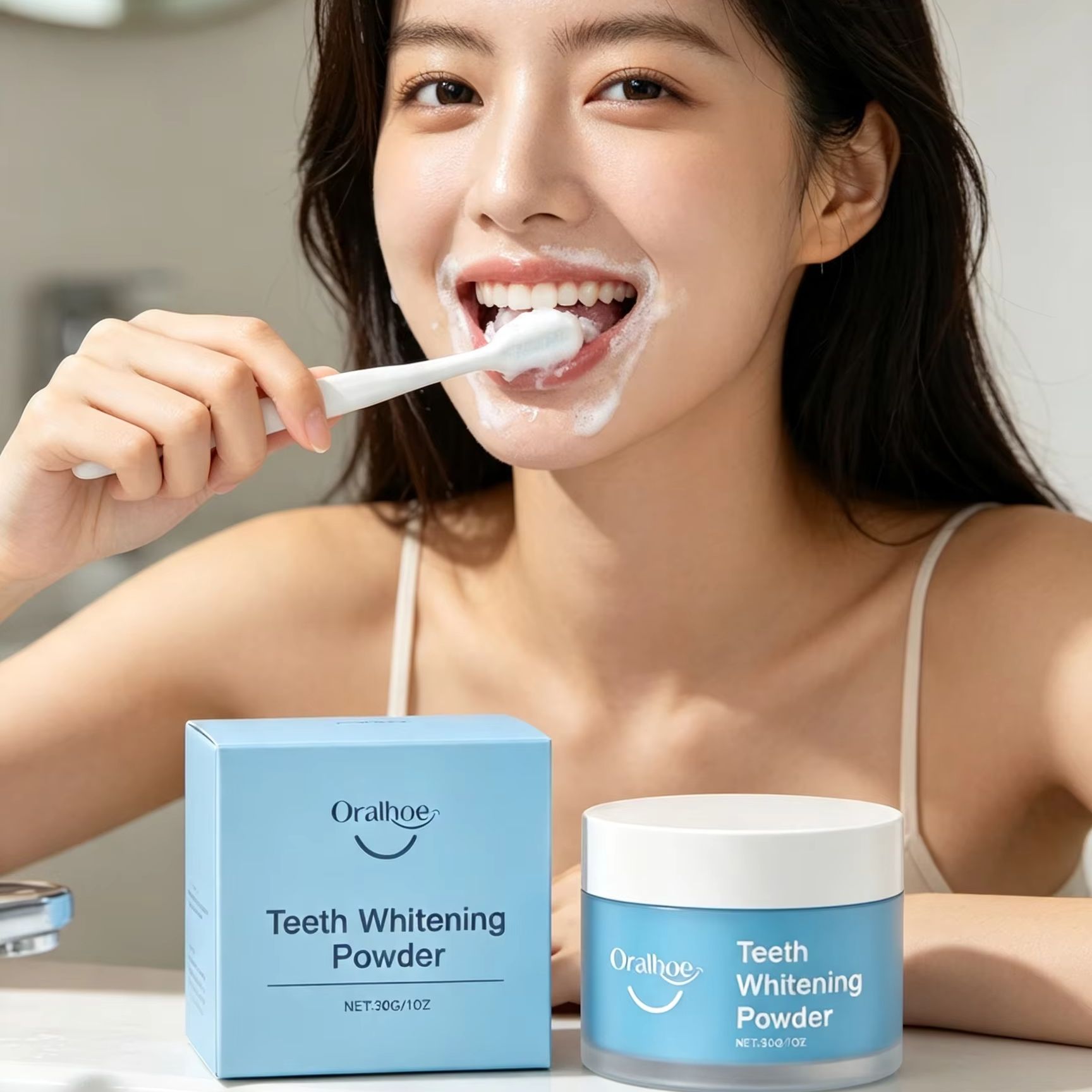 Bubuk Gigi Oralhoe untuk Membe - Teeth Whitening Street ulasan dan harga