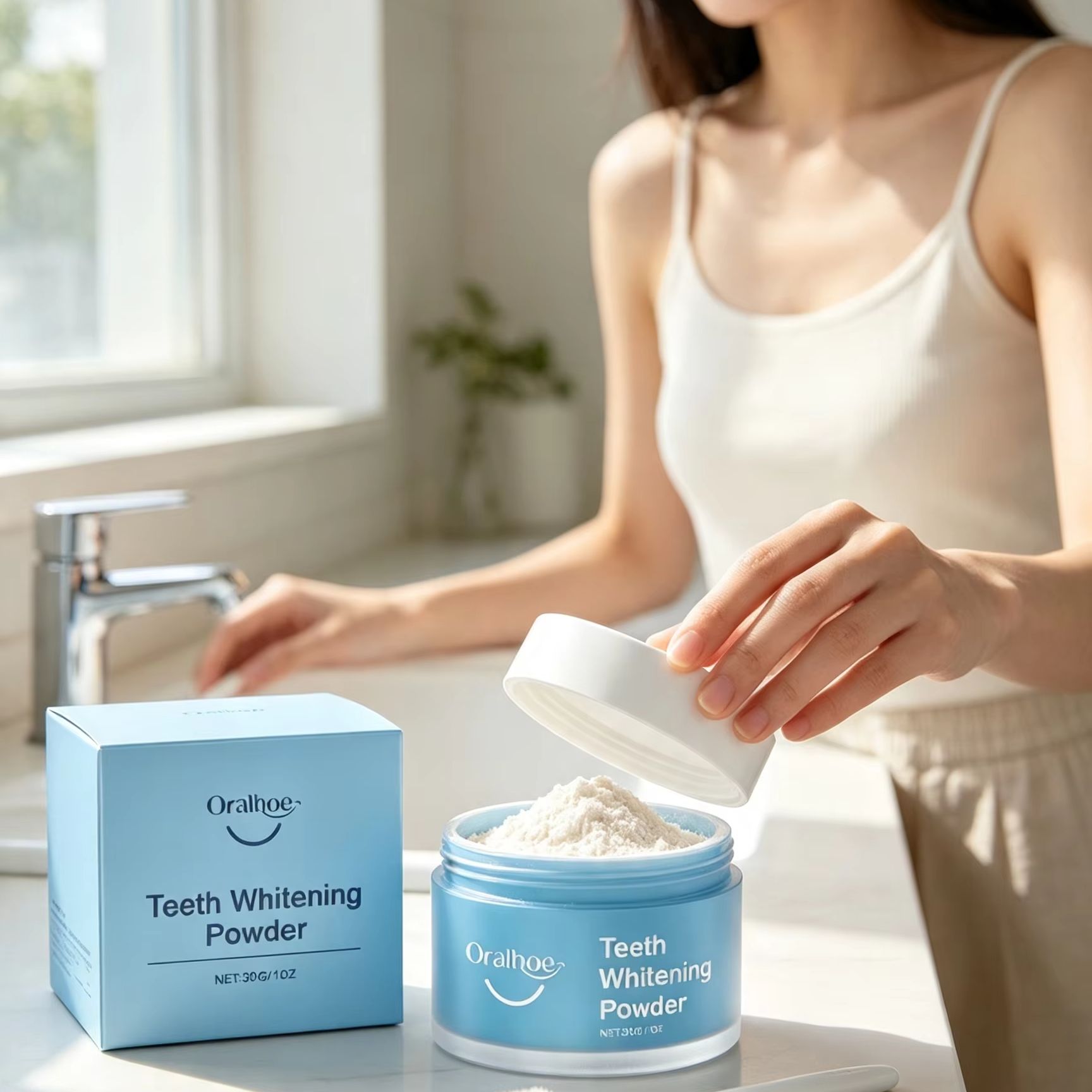 Bubuk Gigi Oralhoe untuk Membe - Teeth Whitening Street ulasan dan harga