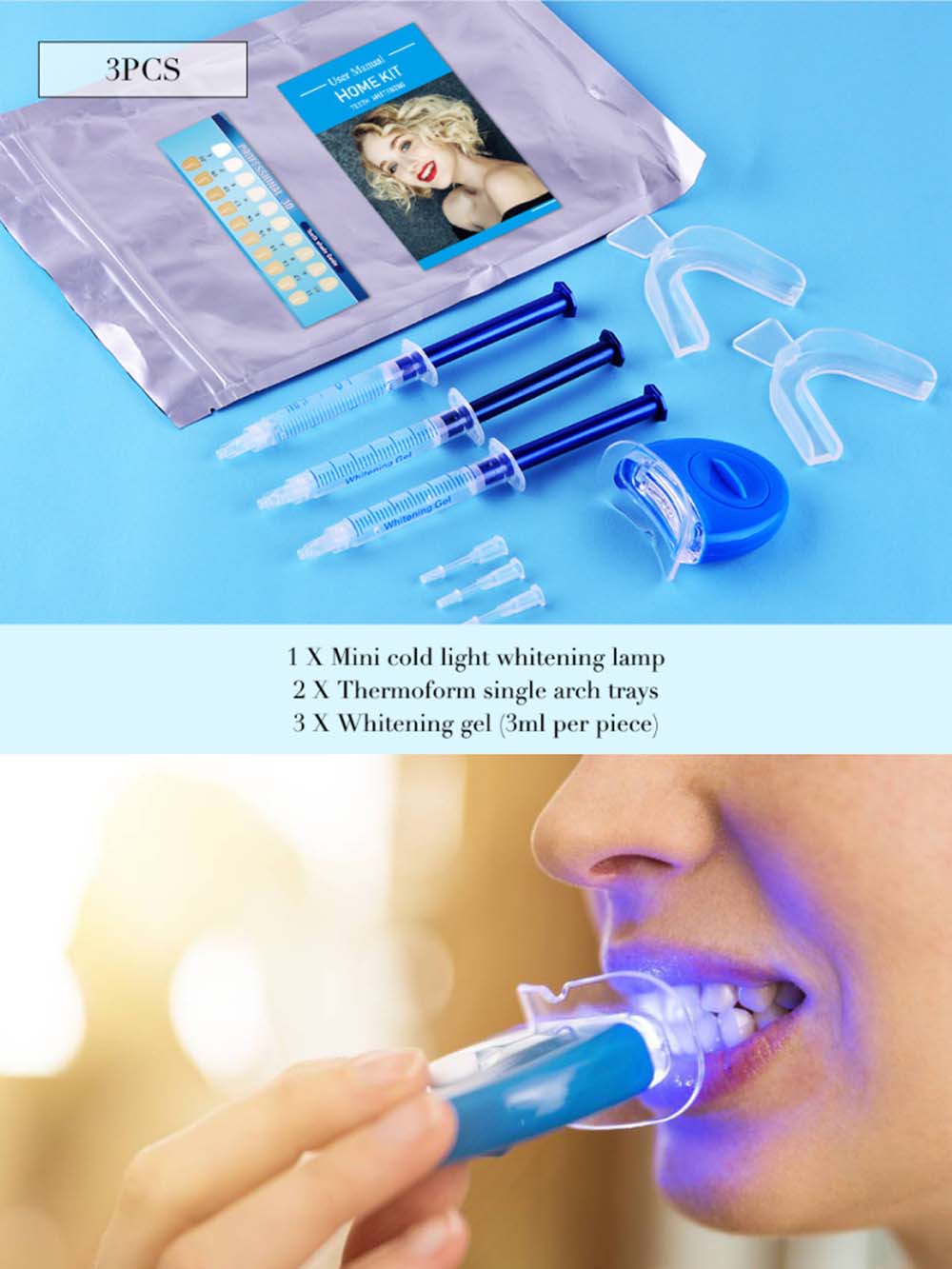 Kit Gel pemutih gigi peroksida - Teeth Whitening Bleach ulasan dan harga